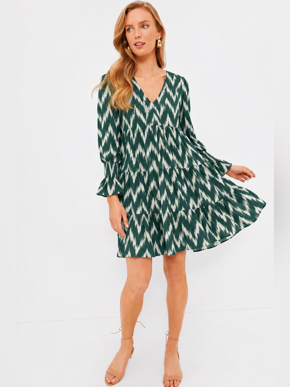 Tuckernuck Pomander Place Kenzo Ikat Long Sleeve Green Dress Size Small